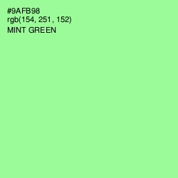 #9AFB98 - Mint Green Color Image