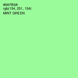 #9AFB9A - Mint Green Color Image