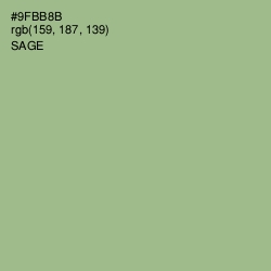 #9FBB8B - Sage Color Image