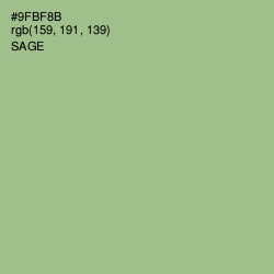 #9FBF8B - Sage Color Image
