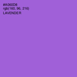 #A060D8 - Lavender Color Image