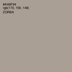 #AA9F94 - Zorba Color Image