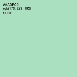 #AADFC0 - Surf Color Image