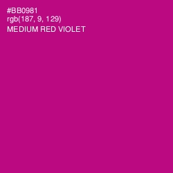 #BB0981 - Medium Red Violet Color Image