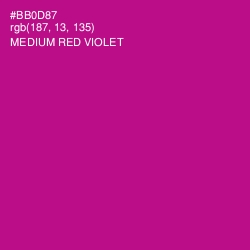 #BB0D87 - Medium Red Violet Color Image