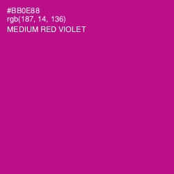 #BB0E88 - Medium Red Violet Color Image