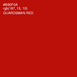 #BB0F0A - Guardsman Red Color Image