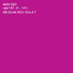 #BB158D - Medium Red Violet Color Image