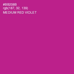 #BB208B - Medium Red Violet Color Image