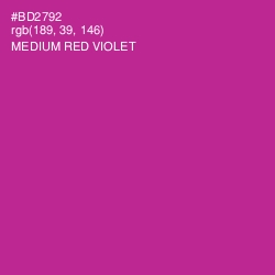 #BD2792 - Medium Red Violet Color Image
