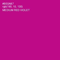 #BE0A87 - Medium Red Violet Color Image