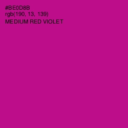 #BE0D8B - Medium Red Violet Color Image