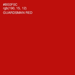 #BE0F0C - Guardsman Red Color Image