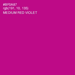 #BF0A87 - Medium Red Violet Color Image