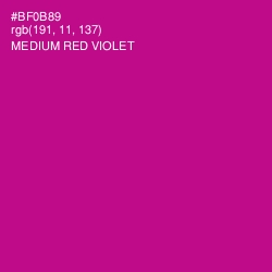 #BF0B89 - Medium Red Violet Color Image