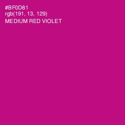 #BF0D81 - Medium Red Violet Color Image