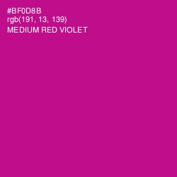 #BF0D8B - Medium Red Violet Color Image