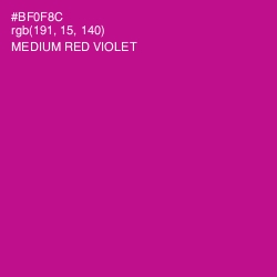 #BF0F8C - Medium Red Violet Color Image