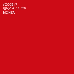 #CC0B17 - Monza Color Image