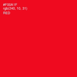 #F00A1F - Red Color Image