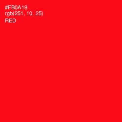 #FB0A19 - Red Color Image