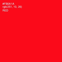 #FB0A1A - Red Color Image