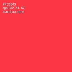 #FC3643 - Radical Red Color Image