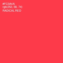 #FC3A4A - Radical Red Color Image