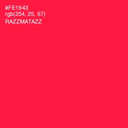 #FE1943 - Razzmatazz Color Image