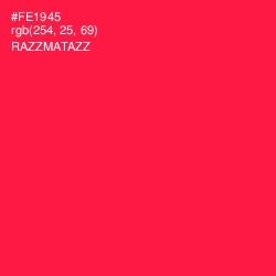 #FE1945 - Razzmatazz Color Image