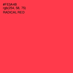 #FE3A4B - Radical Red Color Image