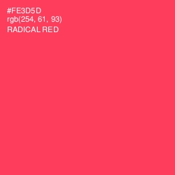 #FE3D5D - Radical Red Color Image