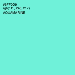 #6FF0D9 - Aquamarine Color Image