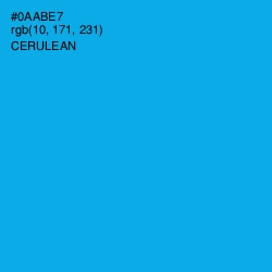 #0AABE7 - Cerulean Color Image