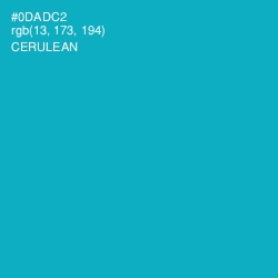 #0DADC2 - Cerulean Color Image