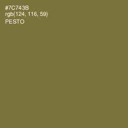 #7C743B - Pesto Color Image