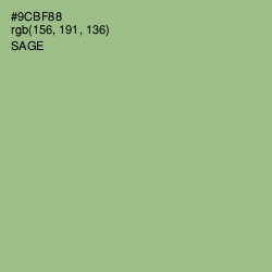 #9CBF88 - Sage Color Image