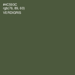 #4C593C - Verdigris Color Image
