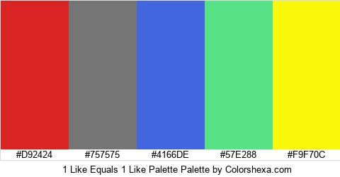 1 Like Equals 1 Like Palette Colors Logo