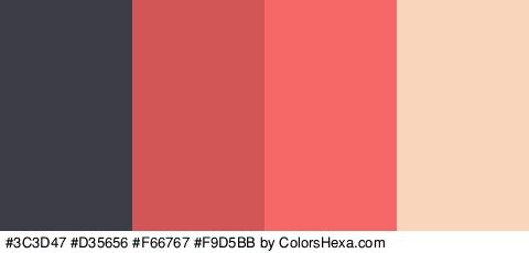 #3C3D47 #D35656 #F66767 #F9D5BB Colors Logo