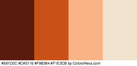 #581C0C #CA5116 #F9B384 #F1E3CB Colors Logo