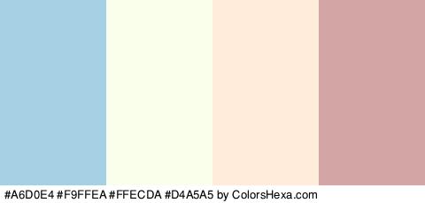 #A6D0E4 #F9FFEA #FFECDA #D4A5A5 Colors Logo