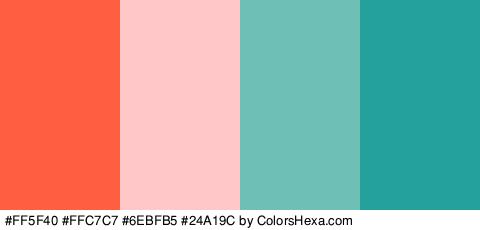 #FF5F40 #FFC7C7 #6EBFB5 #24A19C Colors Logo