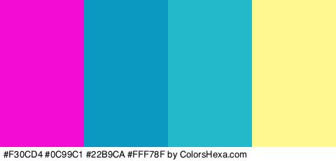 #F30CD4 #0C99C1 #22B9CA #FFF78F Colors Logo