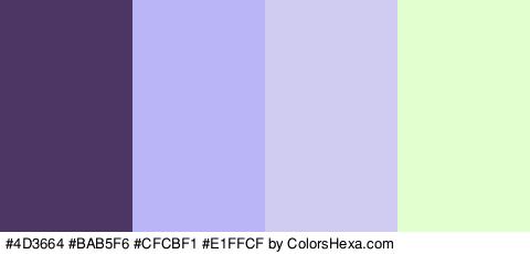 #4D3664 #BAB5F6 #CFCBF1 #E1FFCF Colors Logo