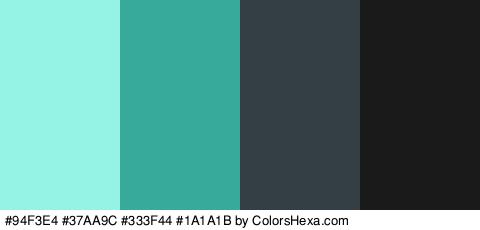 #94F3E4 #37AA9C #333F44 #1A1A1B Colors Logo