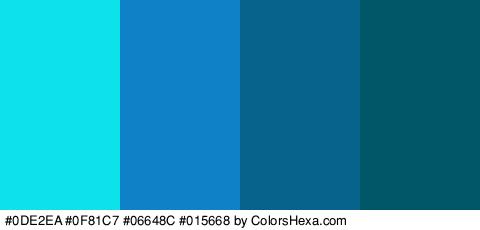 #0DE2EA #0F81C7 #06648C #015668 Colors Logo