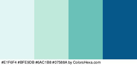 #E1F6F4 #BFE9DB #6AC1B8 #07588A Colors Logo