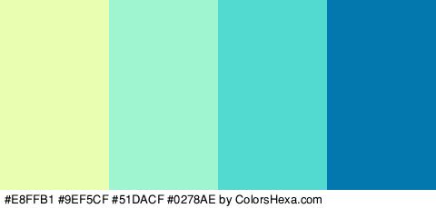 #E8FFB1 #9EF5CF #51DACF #0278AE Colors Logo