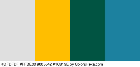 #DFDFDF #FFBE00 #005542 #1C819E Colors Logo